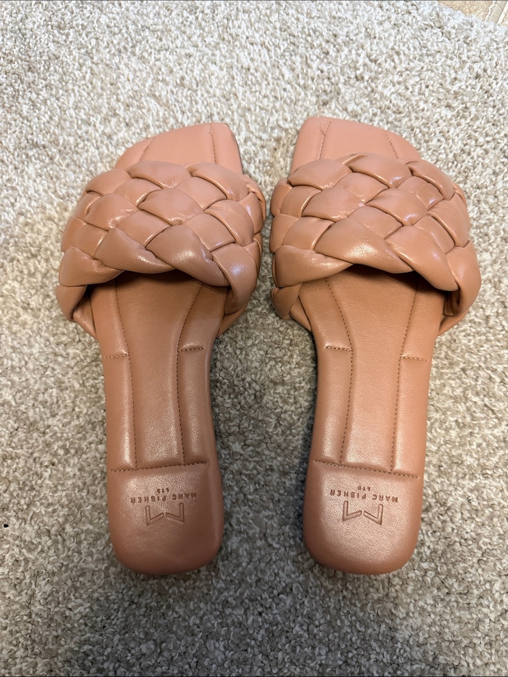 Marc Fisher Braided Slide Sandals in Blush Tan